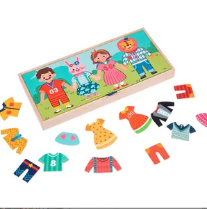 Colorful Wooden Educational Montessori multiplication Parent-Child Interactive Change Clothes Wooden Game Toys