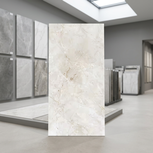 Azulejos de Porcelana Cerámica Pulida y Esmaltada Lorenz White de 800x1600mm, Efecto Mármol con Vetas Doradas para Pared y Piso - Product Image 1