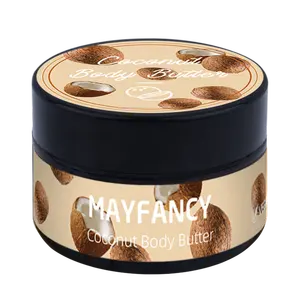 MAYFANCY OEM 맞춤형 로고 바디 로션 도매 코코넛 휘핑 바디 버터 여성용 홈 목욕