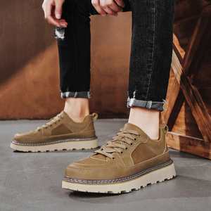 Bottes de travail pour hommes Nouveautés Automne 2025 Baskets à semelle épaisse Chaussures en cuir décontractées pour affaires Chaussures en cuir à semelle souple et à bout large - Product Image 6