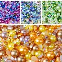 Lifestyle-cat Half Pearl Beads 115pcs 3 Sizes Half Flatback Round Pearl  Bead Loose Beads 8mm/10mm/12mm for DIY Crafts (Ivory)