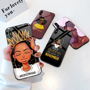 Custodie per cellulari OEM Fashion Black Girl custodie per cellulari in vetro lucido TPU stampato UV per <span class=keywords><strong>iPhone</strong></span> 11 12 13 14 15 Pro Max XS XR <span class=keywords><strong>8</strong></span> - Product Image 6