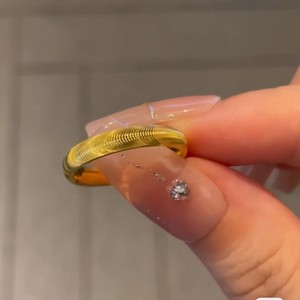 CNC Gold Cat's Eye <b>Ring</b> 24k Gold Plated <b>Plain</b> Band Minimalist Design Unisex Jewelry Gift - Product Image 1