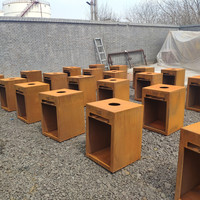 Table de foyer extérieur carrée en acier Corten avec brûleur en acier inoxydable, chauffage pour jardin, patio, cour, taille personnalisable