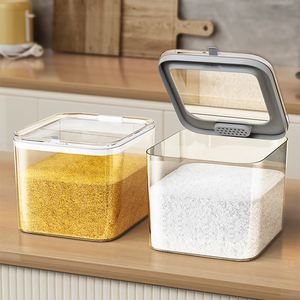 Récipient de stockage en PET transparent de grande capacité, distributeur hermétique de riz, seau organisateur de grains - Product Image 1
