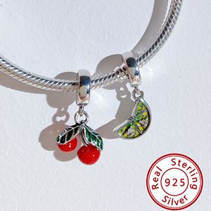 HaYa PAN-9 Dijes de Plata S925 Estilo Ipan DIY Dora para Creación de Joyas, Colgante de Cereza de Moda, Certificado GDTC, Unisex - Product Image 2