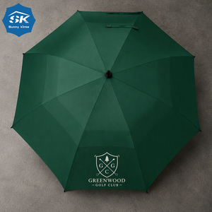 Paraguas de golf verde bosque personalizado con el logotipo del club de golf Greenwood en dorado, paraguas personalizado con impresión de logotipo de alta calidad - Product Image 1
