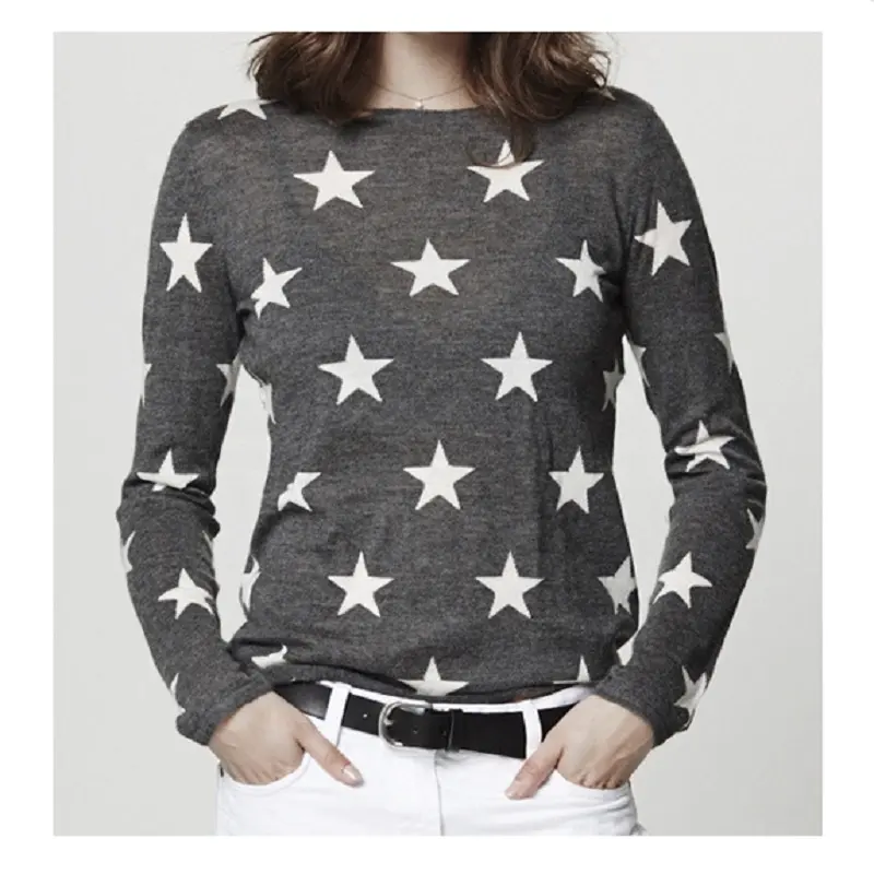 Manufacturer Custom Oem Intarsia Star Pattern Latest Autumn Stylish Wool Sweaters