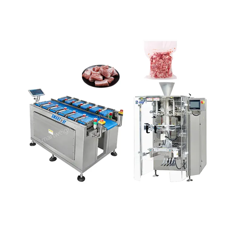 Customized Accurate Semi Automatic Weighing Meat Chunks Packaging Chicken Pieces Packing Machine With Linear Combination Weigher