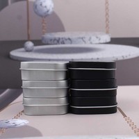 Boîte de rangement en métal pour masque oculaire en silicone avec logo personnalisé, boîte de rangement en métal pour masque de sommeil en tissu