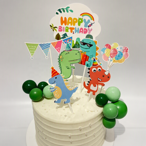 Bộ trang trí bánh sinh nhật khủng long hoạt hình 15 món, gồm bóng bay hình T-Rex 3D, cờ dây, dành cho tiệc trẻ em - Product Image 6
