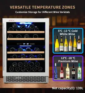 Çift bölge şarap soğutucu çekmece bağlantısız soğutucular şarap saklama dolabı dondurucular kiler için kompresör içecekler