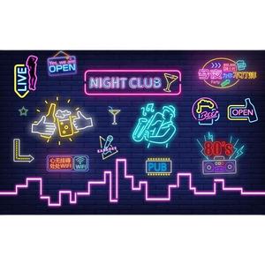 Papier peint 3D <span class=keywords><strong>en</strong></span> soie néon imperméable, restaurant, bar, brasserie, mur <span class=keywords><strong>en</strong></span> briques, murale moderne, style thème, revêtement mural - Product Image 4