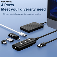 Adaptateur de concentrateur USB Monfonk Hi-Speed, mini concentrateur USB 2.0, séparateur 4 ports pour PC, ordinateur portable, ordinateur portable, périphériques informatiques