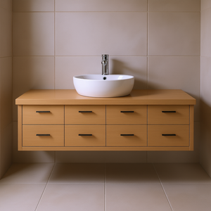 Bathroom Vanity Solid Wood 70.9x23.6 Inch Light Brown Minimalist Design Floor Standing Countertop - Product Image 2