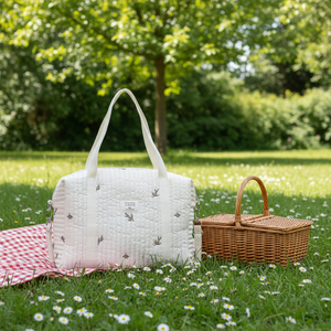 Sac à dos à langer en <span class=keywords><strong>toile</strong></span> lavée pour maman, idéal pour les voyages et le rangement de la crèche - Product Image 1