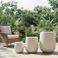 Grands pots à fleurs contemporains en béton léger et écologique, durables, sculptés à la main, 25L, avec trous de drainage, pour jardin intérieur ou extérieur