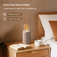 Diffuseur d'huiles essentielles sans fil avec batterie 2200 mAh, aide au sommeil, bruit blanc, diffuseur d'arômes avec lumière de flamme
