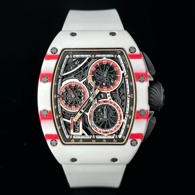 2026 High End Skeleton Chronograph Watch White Red Tonneau Automatic Mechanical Waterproof Watch Sports Luxury Men Unisex Watch