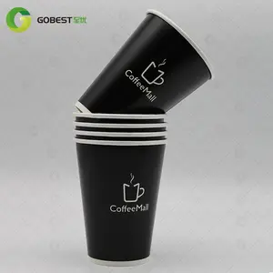 定制印刷白纸板咖啡vasos咖啡带走杯可生物降解8盎司纸杯定制纸杯黑色