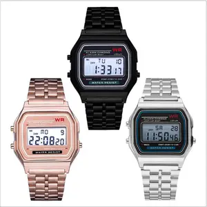 China Luxusmarke LED-Anzeige Edelstahl Armbanduhr Pesirm Promotion Günstigster Großhandel Best Classic Digitaluhr