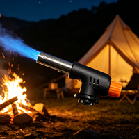 Chalumeau à gaz portable avec allumage piézo, flamme réglable, outil de chauffage manuel pour barbecue, cuisson, camping