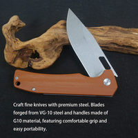 Couteau de poche de survie et de chasse d'extérieur G10, haute qualité, OEM personnalisé, lame fixe VG10, manche avec revêtement, pour entraînement EDC DIY