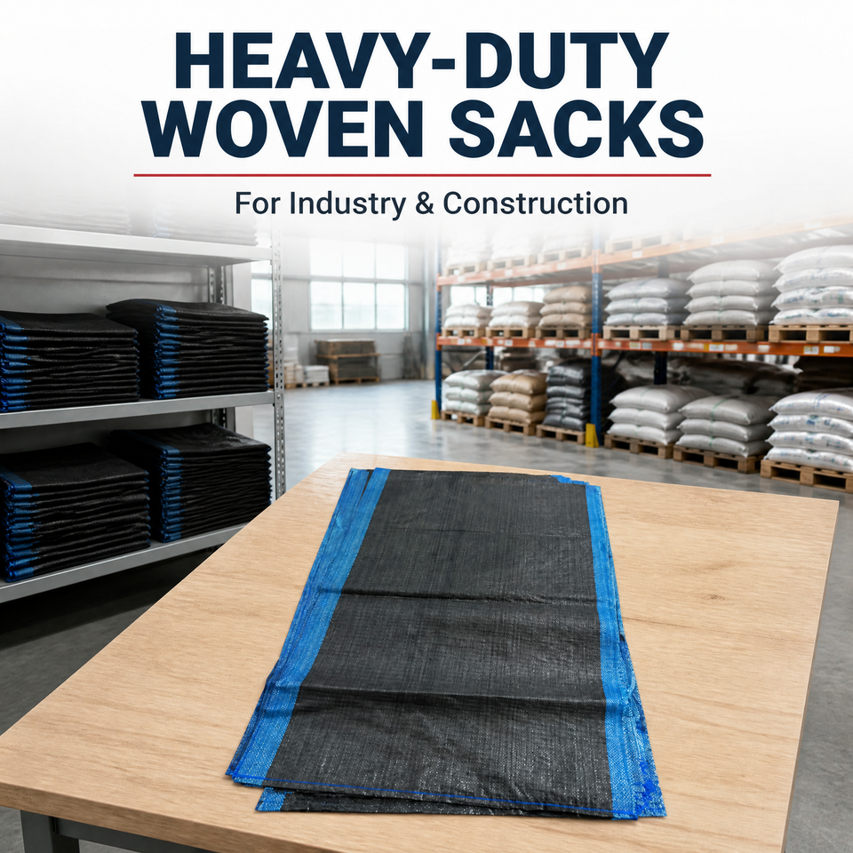 Black PP Woven Bag With Blue Edge Stripes for Industrial Bulk Storage ...
