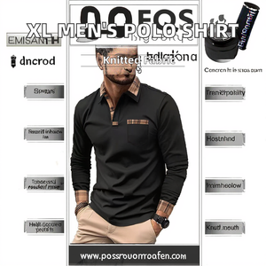 Polo de Manga Larga para Hombre, Talla XL, Nuevo, Deportivo, Casual, de Verano, Tejido de Punto Sólido con Diseño de Leopardo y Botones - Product Image 3