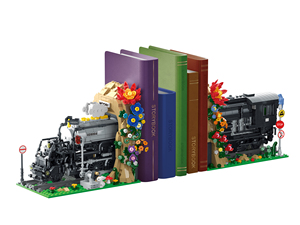 Set blok bangunan baru: Dekorasi berdiri buku kereta anak laki-laki besar (Edisi Ringan) Dekorasi mainan blok bangunan - Product Image 6