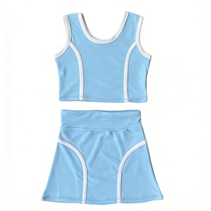 Ensemble jupe de tennis pour filles d'été, 2 pièces, haut court, tenues assorties maman et moi, vêtements de sport pour filles de 1 à 12 ans - Product Image 5