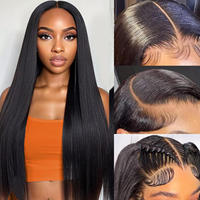 Perruques lisses 100 % cheveux humains en gros, vietnamiennes, indiennes, brésiliennes, vierges, brutes, alignées sur la cuticule, avec dentelle frontale pour femmes noires