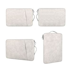 Leather Waterproof Slim Pu Leather Laptop Sleeves case with Side Open Zipper Pocket - Product Image 4