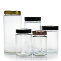 Vente en gros de mini bocaux ronds en verre de 180ml 280ml avec couvercle en métal pour épices cornichons confiture miel récipient alimentaire sûr pour cadeaux de mariage