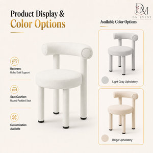 Custom Modern <b>White</b> Stainless Steel Round Seat <b>Dining</b> <b>Chair</b> with Curved Back for Wedding and Restaurant Projects - Product Image 3