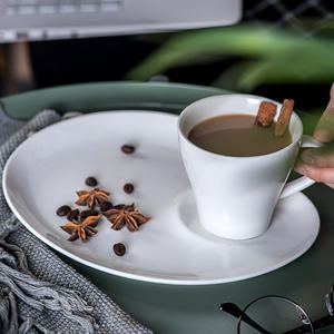 Tasse à <span class=keywords><strong>café</strong></span> minimaliste nordique Henituer MH0172-9.5 avec plateau en céramique de 9,5 pouces, logo personnalisé - Product Image 4