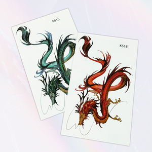 Vente en gros d'usine, tatouage temporaire de <span class=keywords><strong>dragon</strong></span> chinois, autocollant de luxe pour le corps, le bras, la main, le pied, maquillage, imperméable, coloré, long, faux tatouage temporaire - Product Image 3