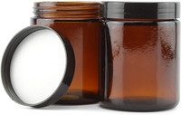 Vente en gros de pots en verre à large ouverture personnalisés en ambre de 240 ml avec couvercles métalliques, pots en verre à parois droites de 8 oz, emballage de pots en verre pour compléments alimentaires