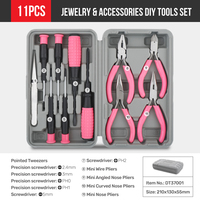11 pièces bricolage Mini pinces à bijoux en acier inoxydable ensemble meilleure mode outil de réparation à domicile ensemble d'outils pour les femmes OEM étui rigide personnalisable