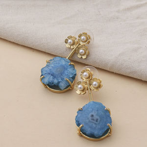 Women Blue Matte Brass Water Drop Earrings With Ethnic Design Fashion Jewelry <b>Accessory</b> For <b>Wedding</b> Ceremonies Party Events Fest - Product Image 6