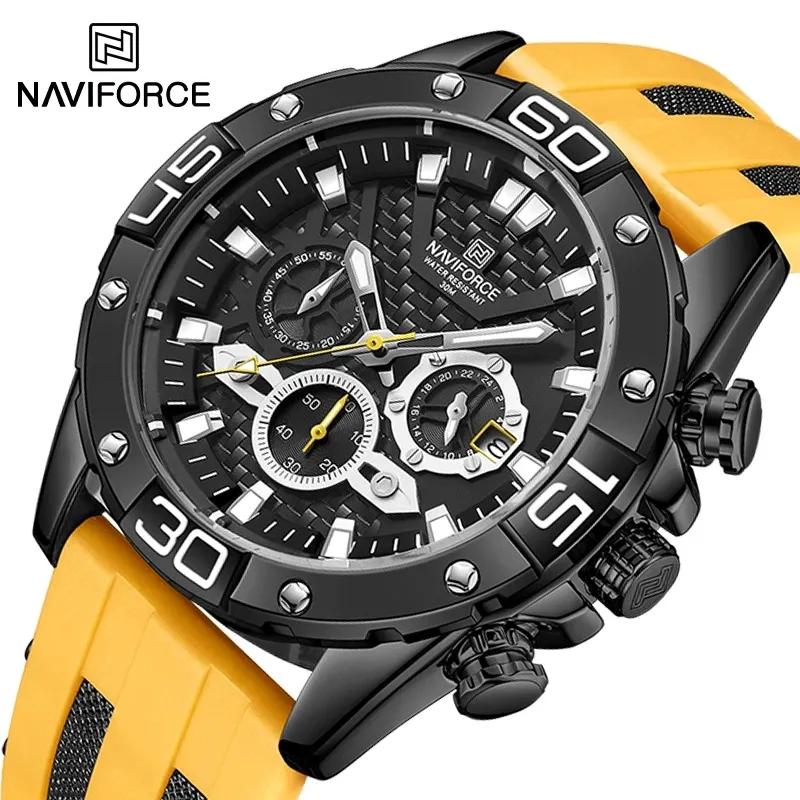 Reloj naviforce 8019 पुरुषों की लक्जरी नीले सिलिकॉन व्यापार क्वार्ट्ज खेल Wristwatches पुरुषों घड़ी छूट Relojes Hombre