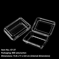 Boîte à clapet transparente en PET inviolable, emballage jetable en plastique pour desserts, snacks, pâtisseries, conteneur blister pour porte-clés
