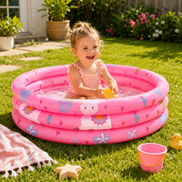Piscine gonflable ronde à 3 anneaux en PVC imprimé de dessins animés pour tout-petits, utilisation en extérieur dans le jardin