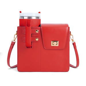 Messenger Bag 40oz Tumbler Sling Bag PU Leather Large Capacity Water Bottle Carrier Shoulder Bag Purse Stanly Cup Portable Water - Product Image 3