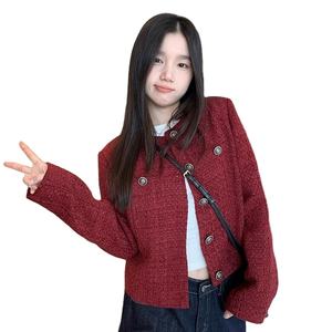 Vendita calda da <span class=keywords><strong>donna</strong></span> semplici cappotti di lana Casual abito semplice da <span class=keywords><strong>donna</strong></span> eleganti piccoli <span class=keywords><strong>blazer</strong></span> stile profumato cappotto <span class=keywords><strong>Tweed</strong></span> giacche corte - Product Image 6