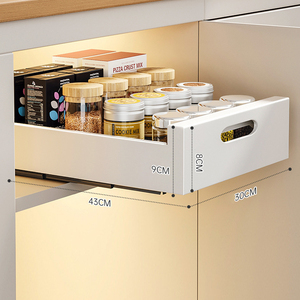 Estante para platos de cocina multifuncional extensible ajustable para debajo del fregadero, soporte para especias, placa extraíble S/S, cajón de organización - Product Image 3