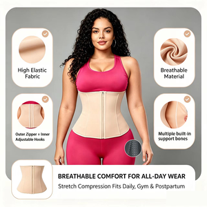 Fascia Modellante per la Vita con Cerniera e Ganci, Guaina Dimagrante Donna, Doppia Compressione in Neoprene, Trainer per la Vita Femminile - Product Image 5