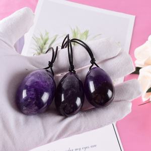 OEM natural Yoni Eggs Dark Amethyst cuidado íntimo femenino Yoni Egg And Wand Set Dark Amethyst Yoni Egg Set - Product Image 3