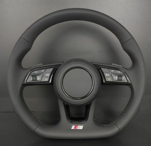 Volant de voiture à fond plat en cuir perforé <span class=keywords><strong>S</strong></span>-<span class=keywords><strong>Line</strong></span> pour <span class=keywords><strong>Audi</strong></span> A3/A4/A5/A6/A7/Q3/<span class=keywords><strong>Q5</strong></span>/Q7/R8/A8/<span class=keywords><strong>S</strong></span>/RS <span class=keywords><strong>Line</strong></span> - Product Image 1
