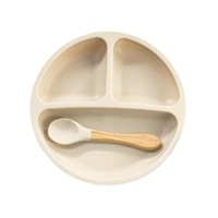 Ensemble de repas en silicone de qualité alimentaire sans BPA Aierdi pour bébés et tout-petits, design moderne, assiette à ventouse incassable avec couvercle